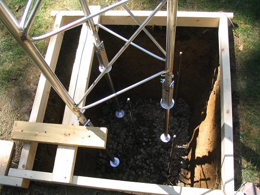 Testing the tower base in the frame